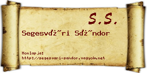 Segesvári Sándor névjegykártya